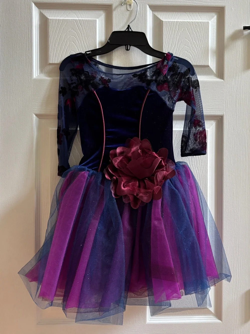 Weissman Navy and Purple Flower Tulle Dance Costume